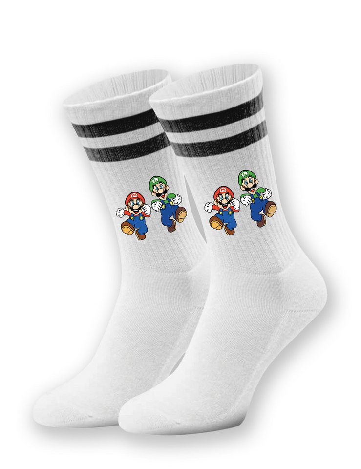 Youth Designz Tennissocken Mario Luigi Unisex Socken Geschenk für Herren Damen mit verstärkter Verse und Zehenbereich von Youth Designz