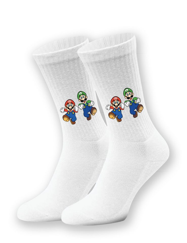 Youth Designz Tennissocken Mario Luigi Unisex Socken Geschenk für Herren Damen mit verstärkter Verse und Zehenbereich von Youth Designz