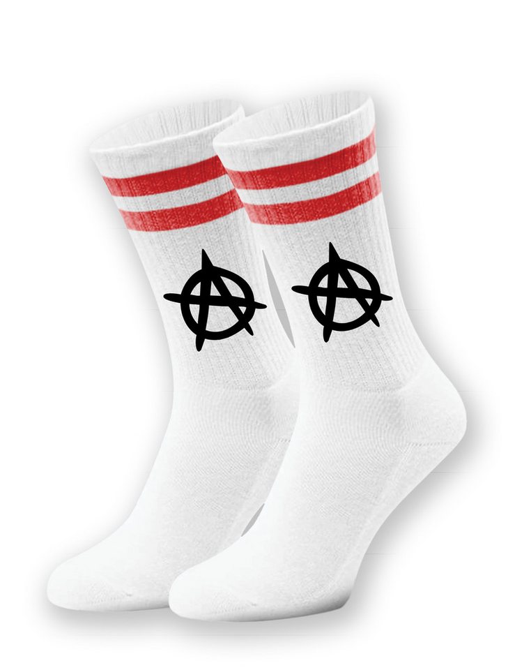 Youth Designz Tennissocken Unisex Socken "Anarchy" Aufdruck lustig Geschenk Statement mit verstärkter Verse und Zehenbereich von Youth Designz