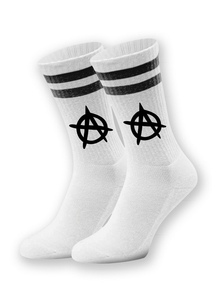 Youth Designz Tennissocken Unisex Socken "Anarchy" Aufdruck lustig Geschenk Statement mit verstärkter Verse und Zehenbereich von Youth Designz