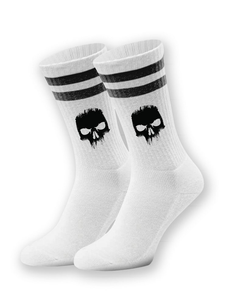Youth Designz Tennissocken Unisex Socken "Angry Skull" Aufdruck lustig Geschenk Statement mit verstärkter Verse und Zehenbereich von Youth Designz