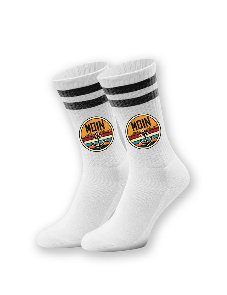Youth Designz Tennissocken Unisex Socken "Buntes Moin Anker" Aufdruck lustig Geschenk Statement mit verstärkter Verse und Zehenbereich von Youth Designz
