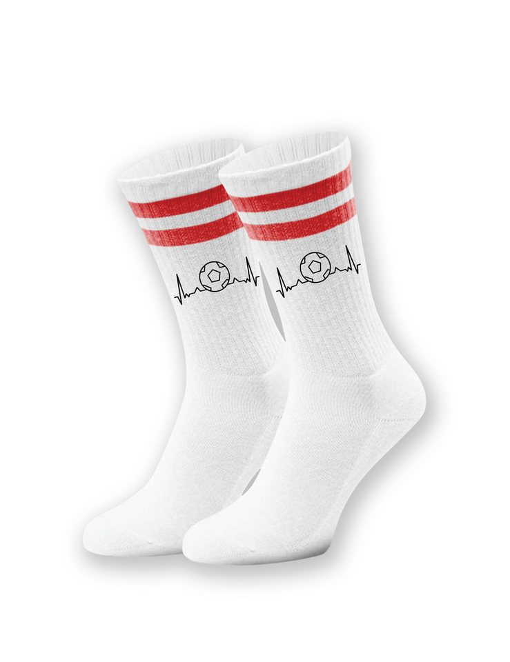 Youth Designz Tennissocken Unisex Socken "Heartbeat Fußball" Aufdruck lustig Geschenk Statement mit verstärkter Verse und Zehenbereich von Youth Designz