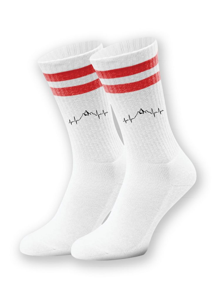 Youth Designz Tennissocken Unisex Socken "Heartbeat Mountain" Aufdruck lustig Geschenk Statement mit verstärkter Verse und Zehenbereich von Youth Designz