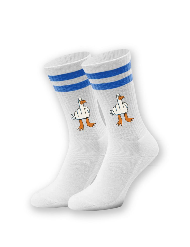Youth Designz Tennissocken Unisex Socken "Möwe Finger" Fun-Aufdruck lustig Geschenk Statement mit verstärkter Verse und Zehenbereich von Youth Designz