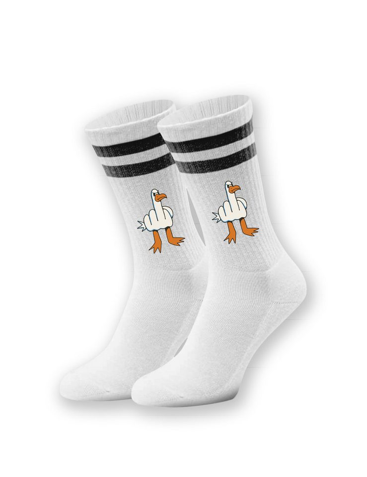 Youth Designz Tennissocken Unisex Socken "Möwe Finger" Fun-Aufdruck lustig Geschenk Statement mit verstärkter Verse und Zehenbereich von Youth Designz
