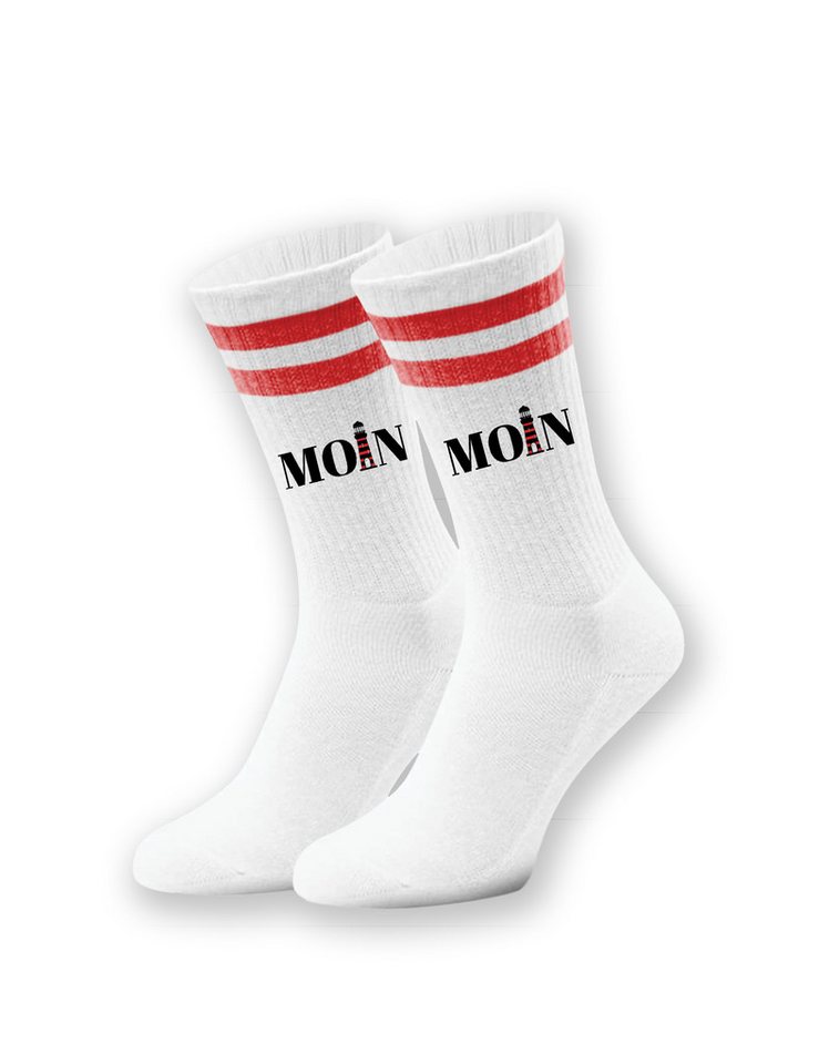 Youth Designz Tennissocken Unisex Socken "Moin Leuchtturm" Aufdruck lustig Geschenk Statement mit verstärkter Verse und Zehenbereich von Youth Designz