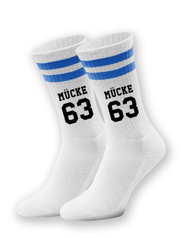 Youth Designz Tennissocken Unisex Socken "Mücke 63" Retro Aufdruck lustig Geschenk Statement mit verstärkter Verse und Zehenbereich von Youth Designz