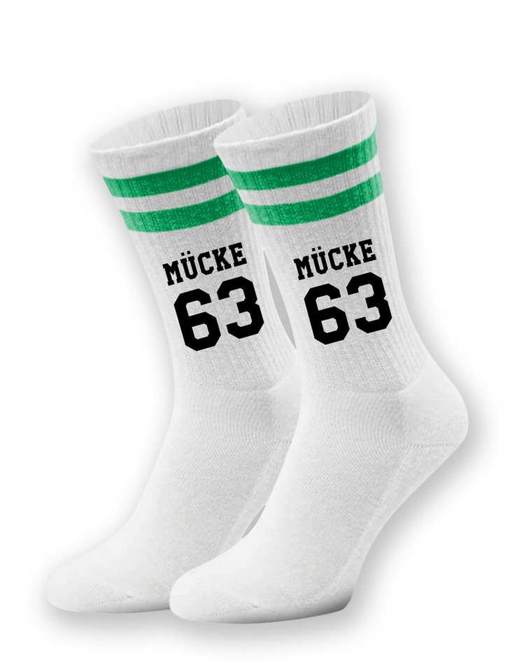 Youth Designz Tennissocken Unisex Socken "Mücke 63" Retro Aufdruck lustig Geschenk Statement mit verstärkter Verse und Zehenbereich von Youth Designz