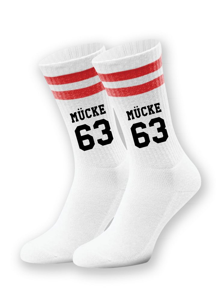 Youth Designz Tennissocken Unisex Socken "Mücke 63" Retro Aufdruck lustig Geschenk Statement mit verstärkter Verse und Zehenbereich von Youth Designz