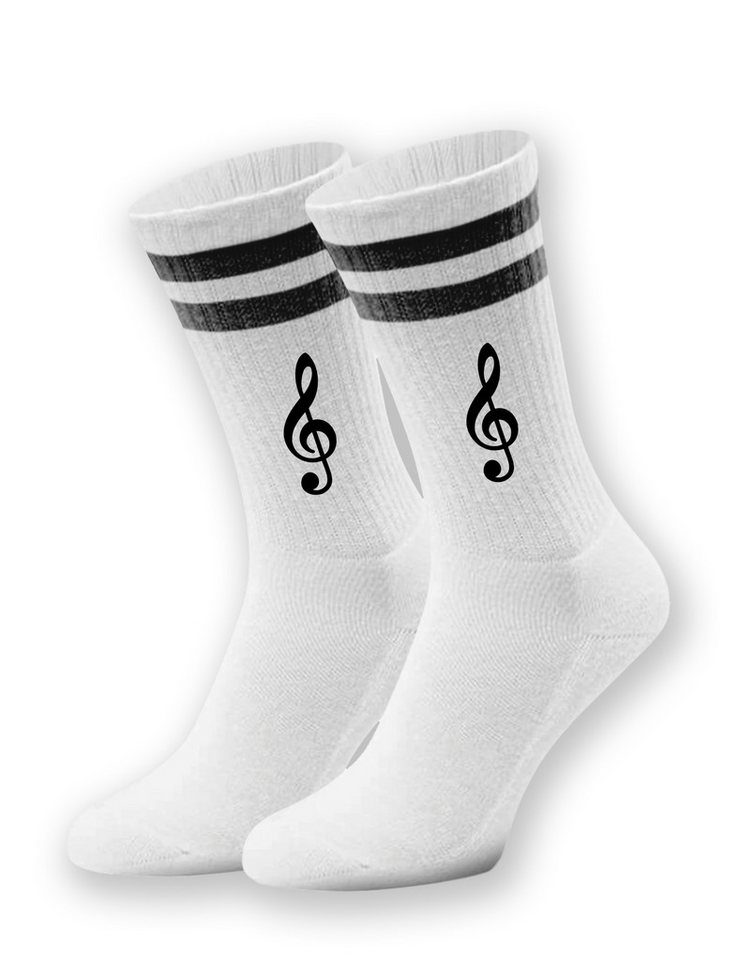 Youth Designz Tennissocken Unisex Socken "Notenschlüssel" Aufdruck lustig Geschenk Statement mit verstärkter Verse und Zehenbereich von Youth Designz