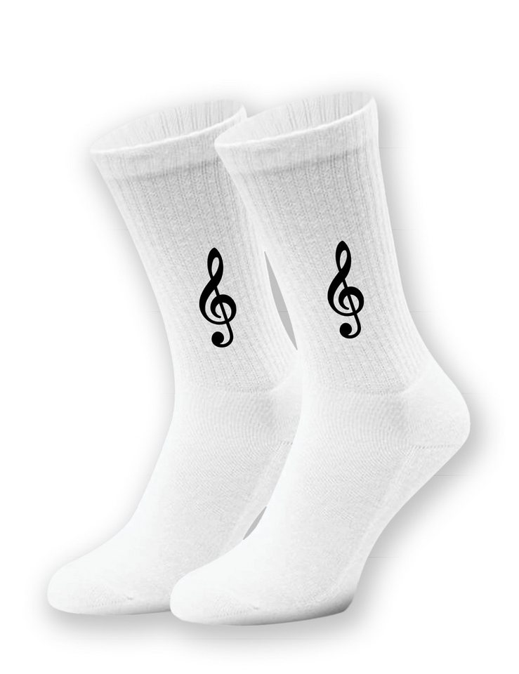 Youth Designz Tennissocken Unisex Socken "Notenschlüssel" Aufdruck lustig Geschenk Statement mit verstärkter Verse und Zehenbereich von Youth Designz