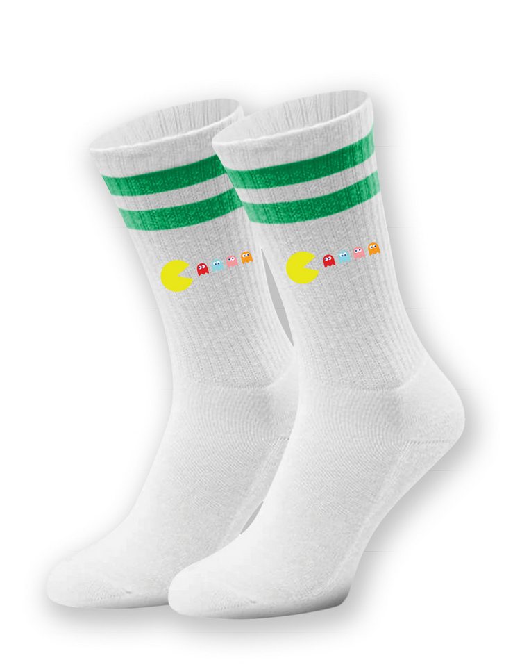 Youth Designz Tennissocken Unisex Socken "Pacman Retro" Aufdruck lustig Geschenk Statement mit verstärkter Verse und Zehenbereich von Youth Designz