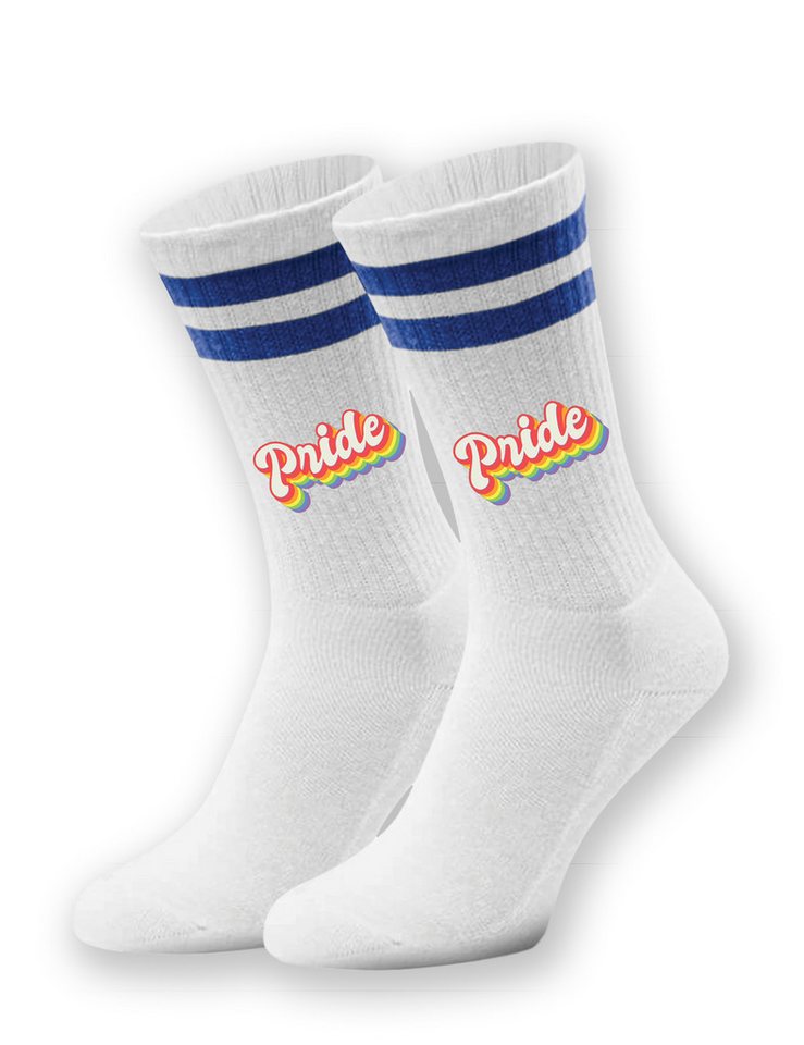 Youth Designz Tennissocken Unisex Socken "Pride Schriftzug" Aufdruck lustig Geschenk Statement mit verstärkter Verse und Zehenbereich von Youth Designz