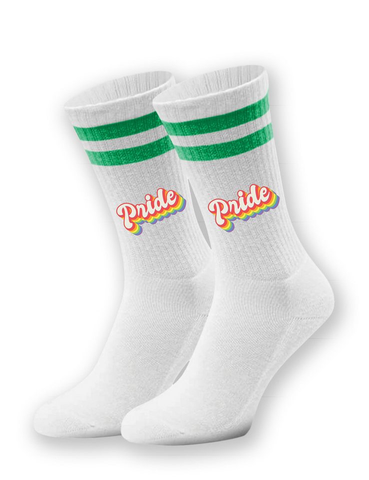 Youth Designz Tennissocken Unisex Socken "Pride Schriftzug" Aufdruck lustig Geschenk Statement mit verstärkter Verse und Zehenbereich von Youth Designz