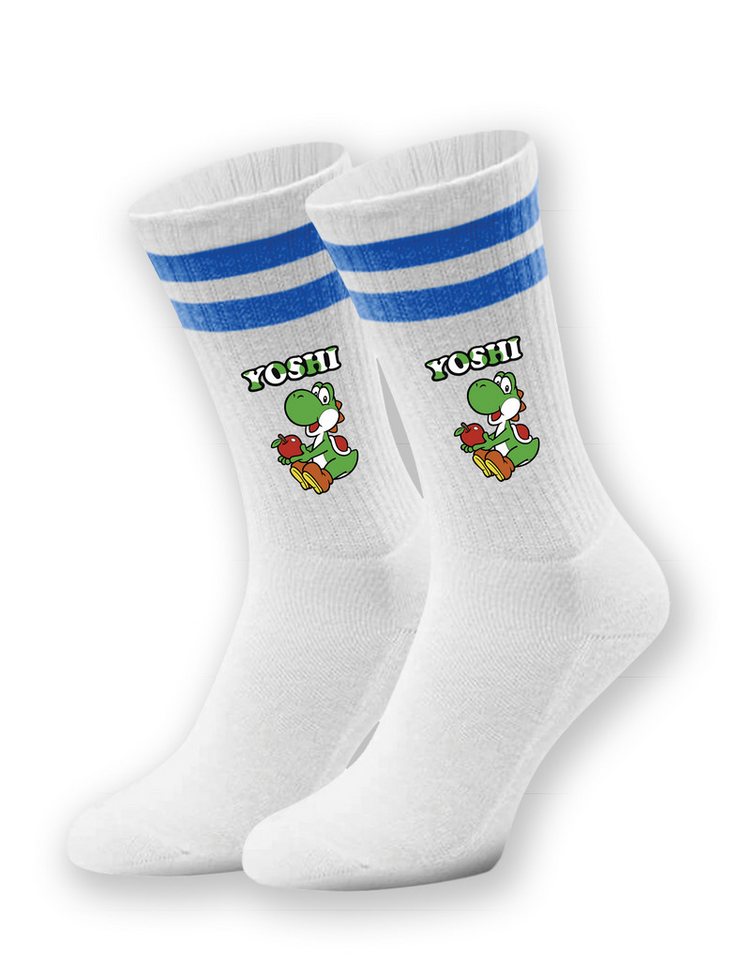 Youth Designz Tennissocken Unisex Socken "Yoshi Apfel" Aufdruck lustig Geschenk Statement mit verstärkter Verse und Zehenbereich von Youth Designz