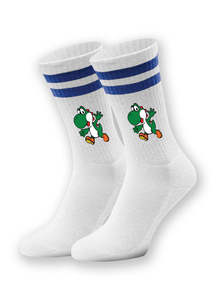 Youth Designz Tennissocken Unisex Socken "Yoshi Game" Aufdruck lustig Geschenk Statement mit verstärkter Verse und Zehenbereich von Youth Designz