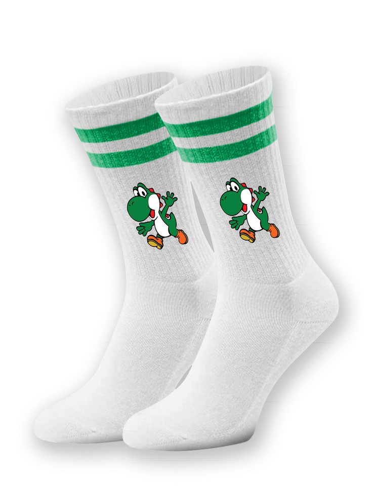 Youth Designz Tennissocken Unisex Socken "Yoshi Game" Aufdruck lustig Geschenk Statement mit verstärkter Verse und Zehenbereich von Youth Designz