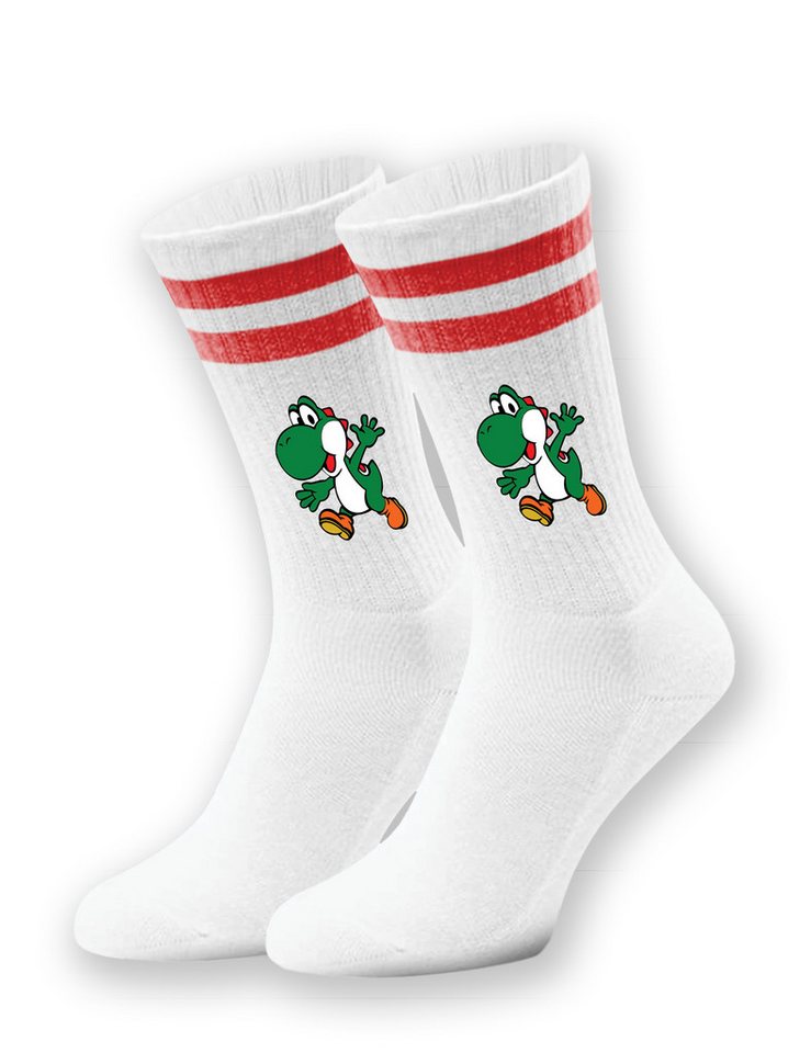 Youth Designz Tennissocken Unisex Socken "Yoshi Game" Aufdruck lustig Geschenk Statement mit verstärkter Verse und Zehenbereich von Youth Designz