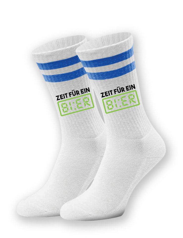 Youth Designz Tennissocken Unisex Socken "Zeit für ein Bier" Aufdruck lustig Geschenk Statement mit verstärkter Verse und Zehenbereich von Youth Designz