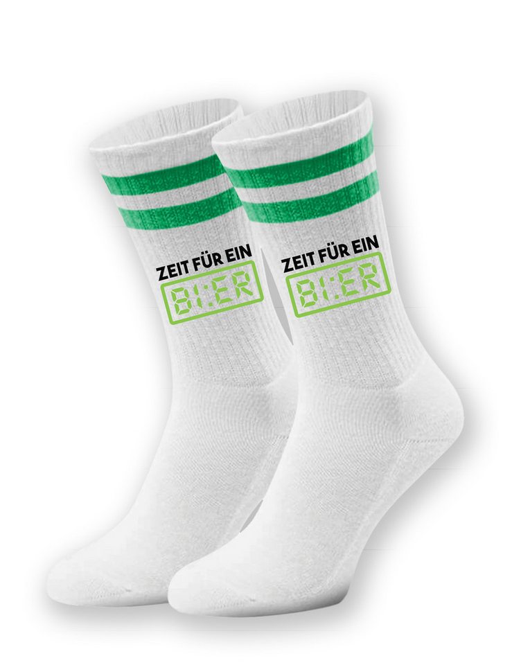 Youth Designz Tennissocken Unisex Socken "Zeit für ein Bier" Aufdruck lustig Geschenk Statement mit verstärkter Verse und Zehenbereich von Youth Designz