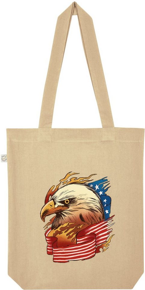 Youth Designz Tragetasche Adler USA American Eagle Flagge Jutebeutel Tasche Lange Henkel, mit trendigem Frontprint von Youth Designz