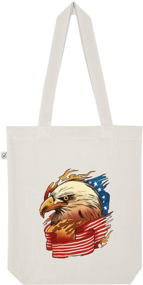 Youth Designz Tragetasche Adler USA American Eagle Flagge Jutebeutel Tasche Lange Henkel, mit trendigem Frontprint von Youth Designz