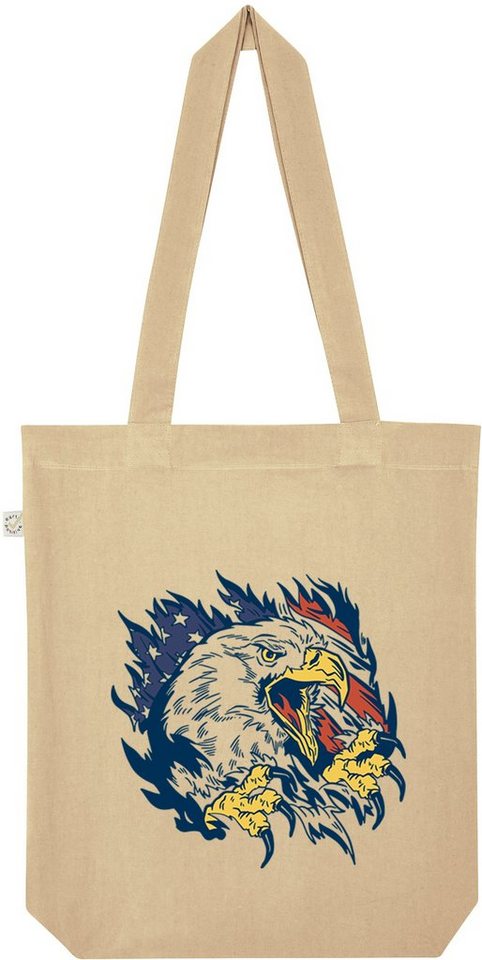 Youth Designz Tragetasche Adler USA Flagge Jutebeutel Tasche Lange Henkel, mit trendigem Frontprint von Youth Designz