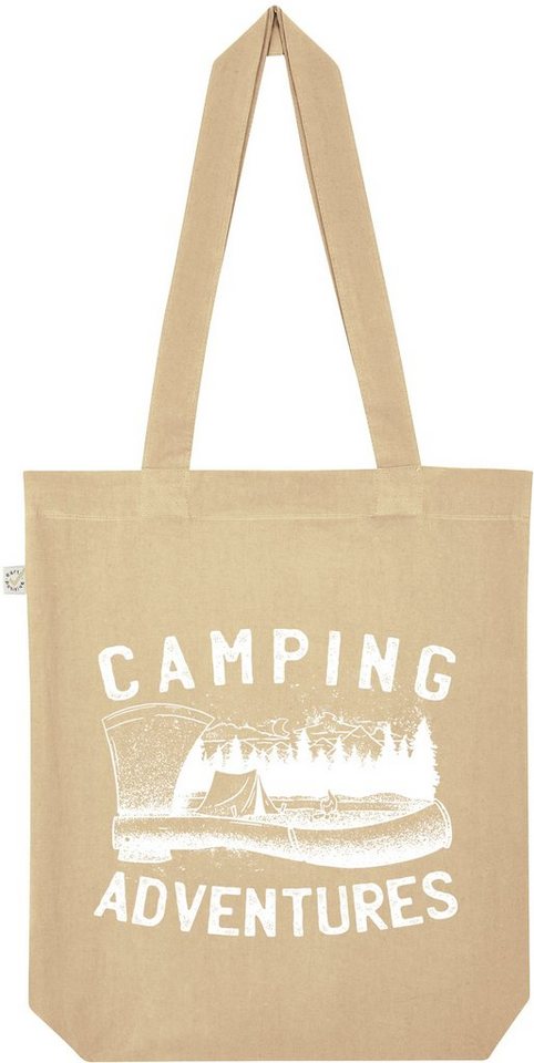 Youth Designz Tragetasche Camping Adventures" Jutebeutel Tasche Lange Henkel, mit trendigem Frontprint" von Youth Designz