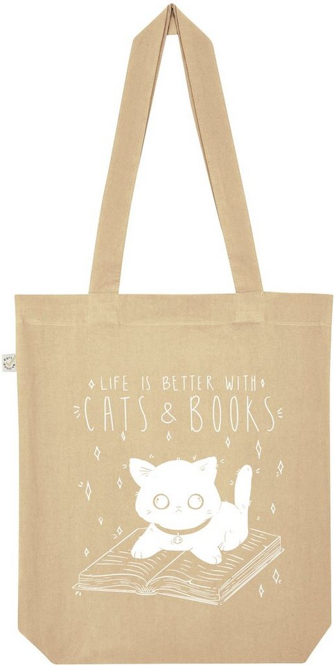 Youth Designz Tragetasche Cats & Books" Jutebeutel Tasche Lange Henkel, mit trendigem Print" von Youth Designz