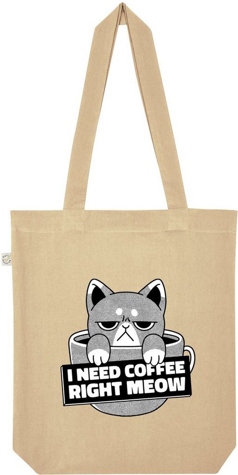 Youth Designz Tragetasche "I Need Coffee Right Meow" Jutebeutel Tasche Lange Henkel, mit trendigem Print von Youth Designz