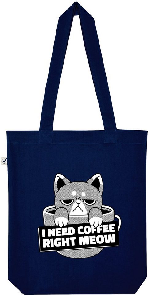 Youth Designz Tragetasche "I Need Coffee Right Meow" Jutebeutel Tasche Lange Henkel, mit trendigem Print von Youth Designz