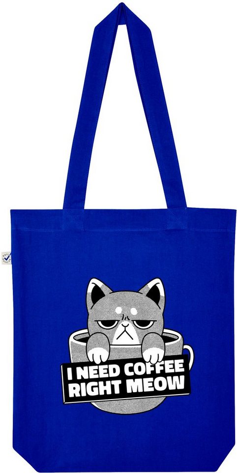 Youth Designz Tragetasche "I Need Coffee Right Meow" Jutebeutel Tasche Lange Henkel, mit trendigem Print von Youth Designz