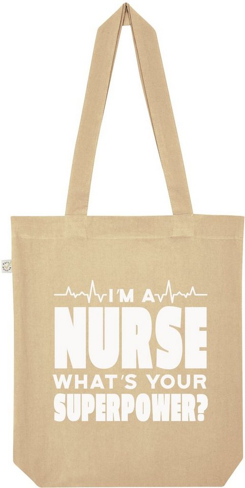 Youth Designz Tragetasche I´m A Nurse, What´s Your Superpower" Jutebeutel Tasche Lange Henkel, mit lustigem Print" von Youth Designz