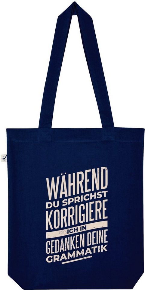 Youth Designz Tragetasche Ich Korrigiere Deine Grammatik Jutebeutel Tasche Lange Henkel, mit trendigem Frontprint von Youth Designz
