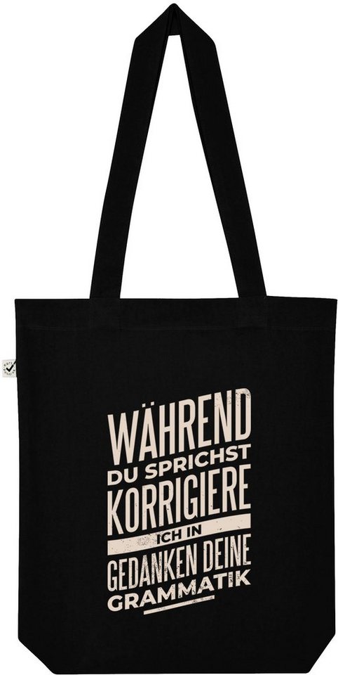 Youth Designz Tragetasche Ich Korrigiere Deine Grammatik Jutebeutel Tasche Lange Henkel, mit trendigem Frontprint von Youth Designz