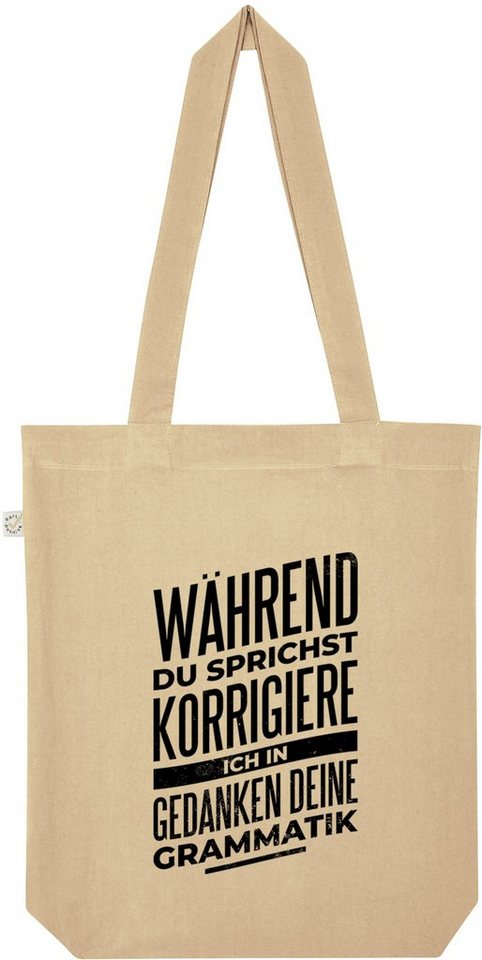 Youth Designz Tragetasche Ich Korrigiere Deine Grammatik Jutebeutel Tasche Lange Henkel, mit trendigem Frontprint von Youth Designz