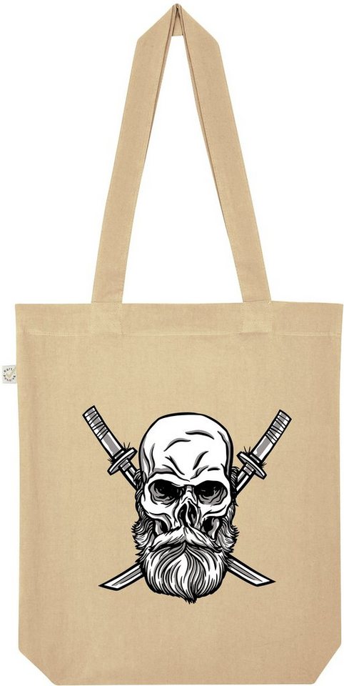 Youth Designz Tragetasche Skull Bart Totenkopf Jutebeutel Tasche Lange Henkel, mit trendigem Print von Youth Designz