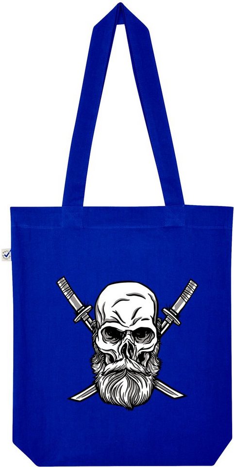 Youth Designz Tragetasche Skull Bart Totenkopf Jutebeutel Tasche Lange Henkel, mit trendigem Print von Youth Designz