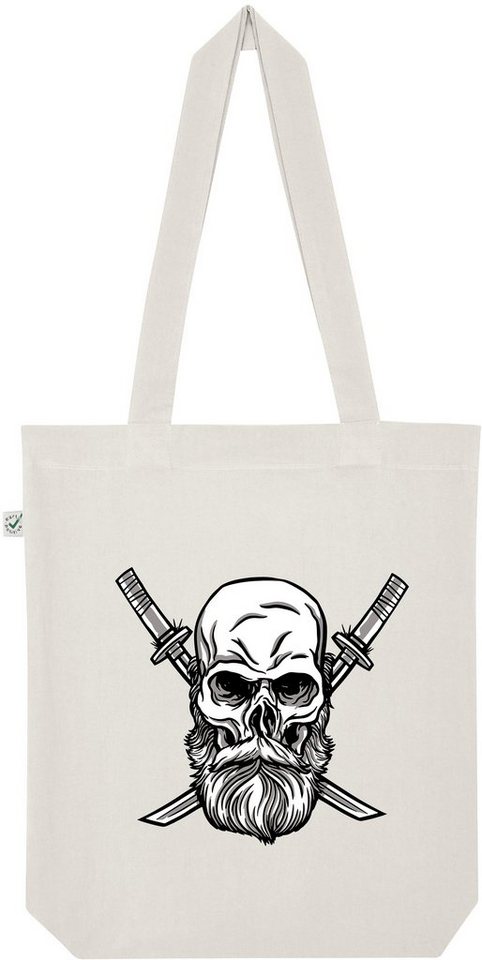 Youth Designz Tragetasche Skull Bart Totenkopf Jutebeutel Tasche Lange Henkel, mit trendigem Print von Youth Designz