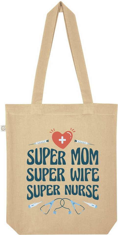 Youth Designz Tragetasche Super Mom, Super Wife, Super Nurse" Jutebeutel Tasche Lange Henkel, mit trendigem Print" von Youth Designz