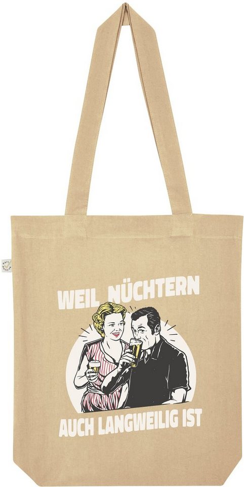 Youth Designz Tragetasche Weil Nüchtern Auch Langweilig Ist" Jutebeutel Tasche Lange Henkel, mit trendigem Print" von Youth Designz