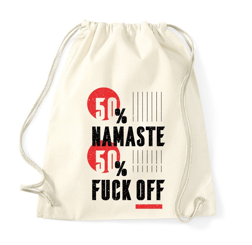 Youth Designz Turnbeutel 50% Namaste, 50% f*ck off" Baumwoll Tasche Turnbeutel, mit modischem Print" von Youth Designz