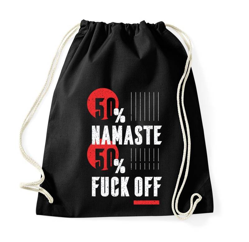 Youth Designz Turnbeutel "50% Namaste, 50% f*ck off" Baumwoll Tasche Turnbeutel, mit modischem Print von Youth Designz