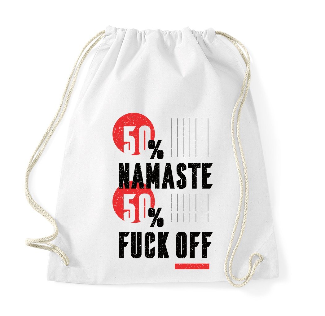 Youth Designz Turnbeutel 50% Namaste, 50% f*ck off" Baumwoll Tasche Turnbeutel, mit modischem Print" von Youth Designz