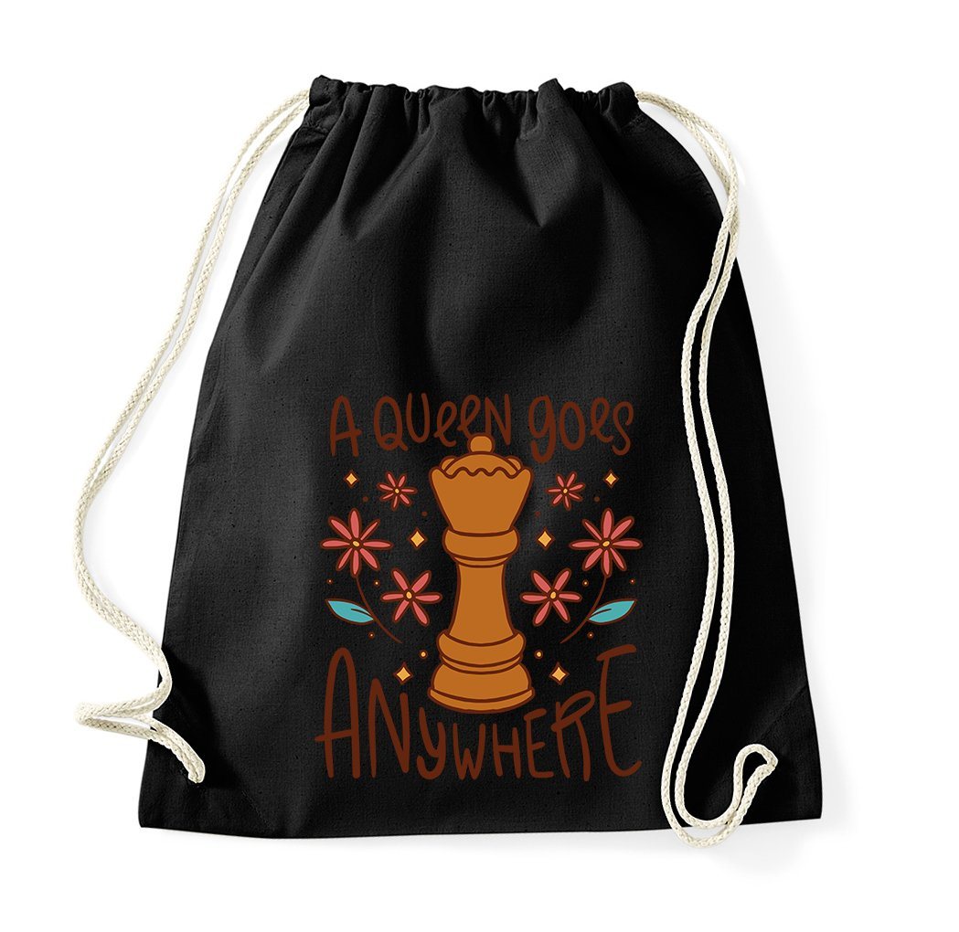 Youth Designz Turnbeutel A Queen Goes Anywhere" Baumwoll Tasche Turnbeutel, mit trendigem Frontprint" von Youth Designz