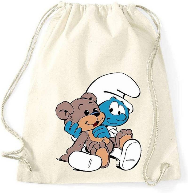 Youth Designz Turnbeutel Baby Schlumpf Baumwoll Tasche Turnbeutel, mit Trendigem Frontdruck von Youth Designz