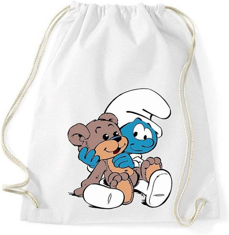 Youth Designz Turnbeutel Baby Schlumpf Baumwoll Tasche Turnbeutel, mit Trendigem Frontdruck von Youth Designz