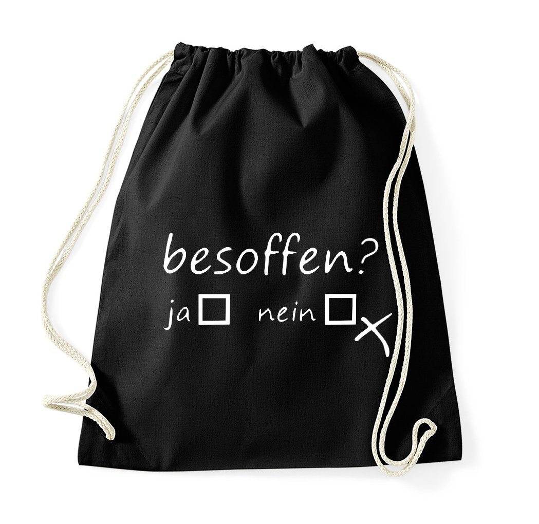 Youth Designz Turnbeutel Besoffen? JA - Nein Baumwoll Tasche Turnbeutel, mit lustigem Print von Youth Designz