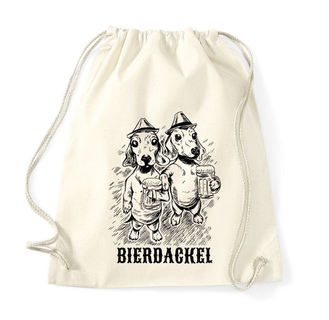 Youth Designz Turnbeutel Bier Dackel Baumwolle Tasche, mit trendigem Logo Aufdruck von Youth Designz